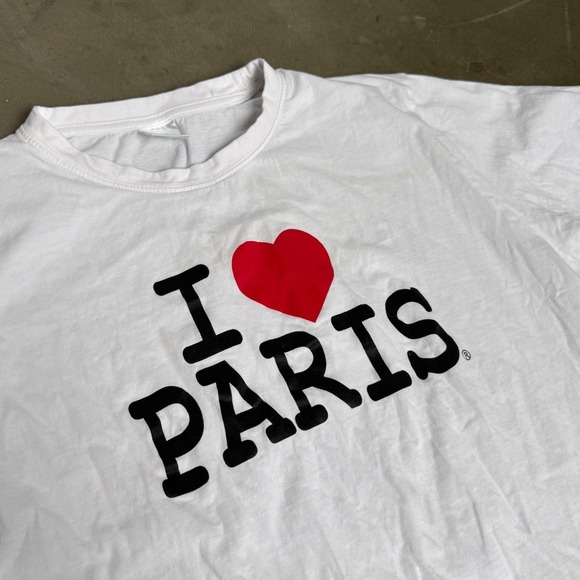 Mens I Love Paris Graphic T-Shirt White 100% Cotton XXL Souvenir Tee - Picture 5 of 9